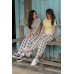 Button Waist Slant Pocket Plaid Wide Leg Pants